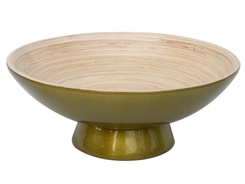 Curated Bamboo Footed Bowl with Glazed Base - Eco-friendly Serveware